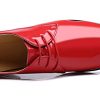 Dress Shoes Men Classic Pointed-Toe Patent Leather Lace-up Formal Oxford Shoes Black Brown Red Grey