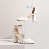 Women's High Heel Ankle Strap Closed Toe Chunky Wedding Pumps Shoes