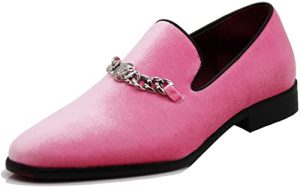 SP34 Men's Vintage Fashion Chain Buckle Dress Loafers Slip On Shoes Tuxedo Dress Shoes