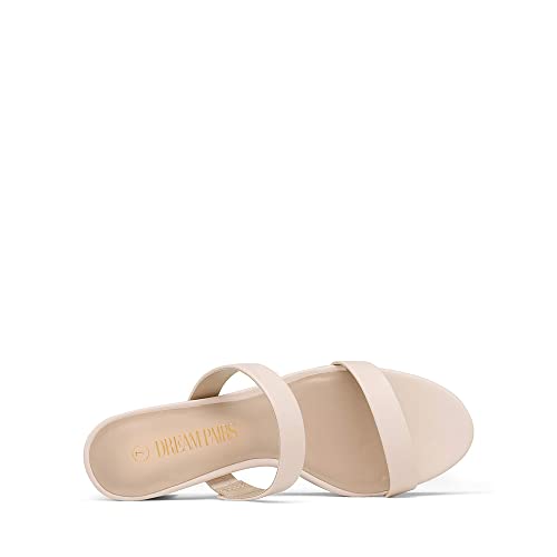 Women's Two Strap Open Toe Low Block Chunky Heels Sandals Dress Pumps Casual Summer Mules Shoes