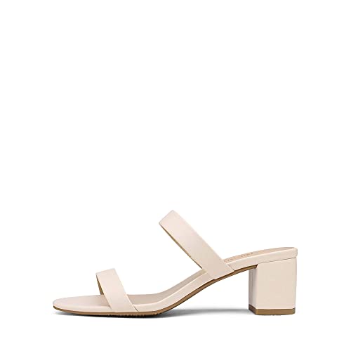 Women's Two Strap Open Toe Low Block Chunky Heels Sandals Dress Pumps Casual Summer Mules Shoes