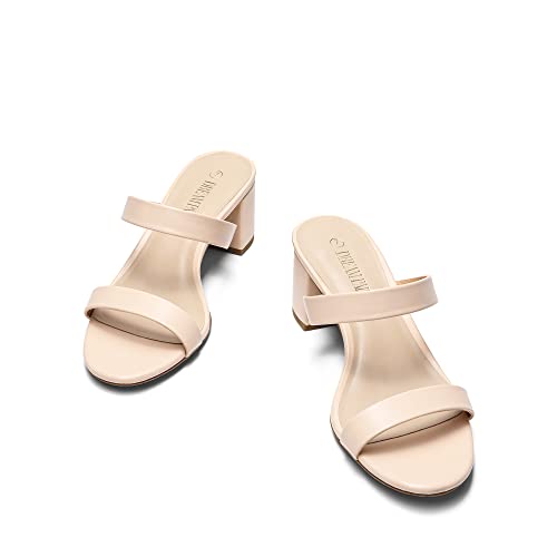 Women's Two Strap Open Toe Low Block Chunky Heels Sandals Dress Pumps Casual Summer Mules Shoes