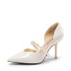 Women's Closed Toe High Heels Stiletto Pointed Toe Strappy Pearl Elegant D'Orsay Dress Wedding Party Pumps Shoes