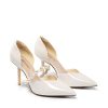 Women's Closed Toe High Heels Stiletto Pointed Toe Strappy Pearl Elegant D'Orsay Dress Wedding Party Pumps Shoes