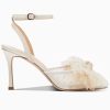 Womens Bow Tie Heels Sandals Slingback Peep Toe Wedding Heels Mesh High Stiletto Heel Summer Cute Wedding Bridal Shoes
