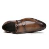 Formal Monk Shoes Dress Oxford for Men's Wedding Anti-Slip Rubber Sole Slip Resistant Block Heel Shoe Slip On Top-Grain Leather