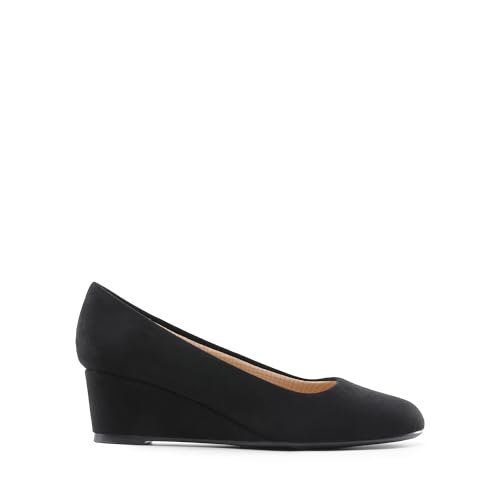 Women's Low Wedges Heels Closed Round Toe Pumps Comfortable Slip On Dress Work Wedding Shoes