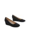Women's Low Wedges Heels Closed Round Toe Pumps Comfortable Slip On Dress Work Wedding Shoes