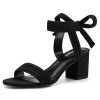 Womens Open Toe Ankle Tie Back Low Block Chunky Heels Sandals Party Dress Pumps Shoes
