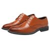 Formal Shoes for Men Lace Up Leather Uniform Prom Wedding Slip Resistant Block Heel Rubber Sole Casual Shoe Round Toe