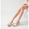 Women's Kitten Heels Sandals Low Heels Slip On Slides 2 Inch Heeled Square Open Toe Sandals for Women