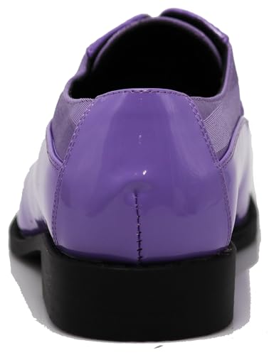 BMY Men's Striped Satin Matching Patent Upper Oxfords Formal Dress Shoes
