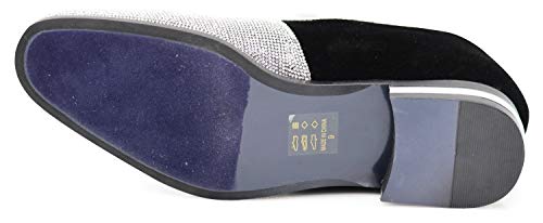 TRS Men Rhinestone Round Toe Suede Chrome Heels Dress Loafer Slip On Fashion Shoes