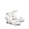 Women's Flower Wedding Heels Cute Square Toe Slingback Low Kitten Heels Sandals with Ankle Strap