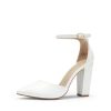 Women's Coco High Heels Chunky Block Pumps Pointed Closed Toe Ankle Strap Dress Shoes