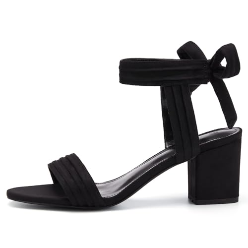 Womens Open Toe Ankle Tie Back Low Block Chunky Heels Sandals Party Dress Pumps Shoes