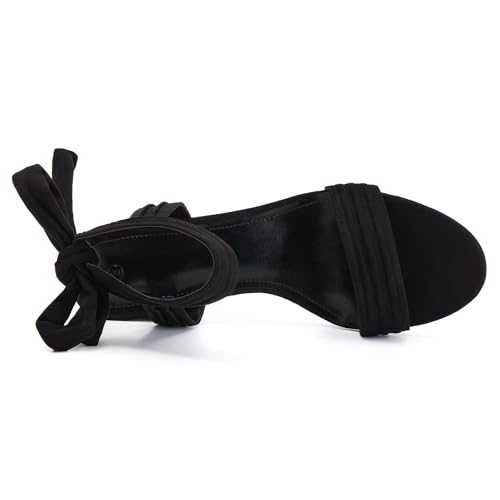 Womens Open Toe Ankle Tie Back Low Block Chunky Heels Sandals Party Dress Pumps Shoes