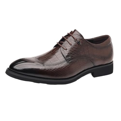 Men Dress Shoes Lace Up Pu Leather Classic Business Party Wedding Rubber Sole Slip Resistant Block Heel Casual Casual
