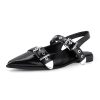 Women's Buckle Ballet Flats Pointed Closed Toe Slingback Shoes with Low Heel Comfortable Dress Flats