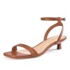 Women Kitten Heel Sandals Ankle Strap Heeled Sandals Square Open Toe Dress Wedding Party Shoes