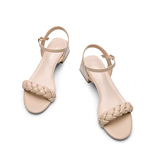 Women's Low Heels for Women Braided Open Toe Ankle Strap Block Chunky Heel Sandals Holiday Party Wedding Dress Pumps Shoes
