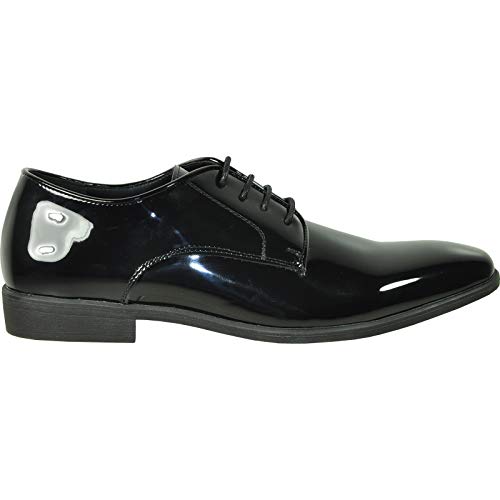 Men Dress Shoe Oxford Formal Tuxedo for Prom Wedding - Wide Width Available Black Patent Cognac
