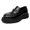 Mens Patent Leather Slip-On Platform Dress Horsebit Loafer Low Heels Round Toe Non-Slip Penny Shoes for Formal Business Wedding