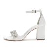 Block Heel Wedding Sandals Shoes for Bride Open Toe Crystals Formal Party Heels Sandal 1151-3