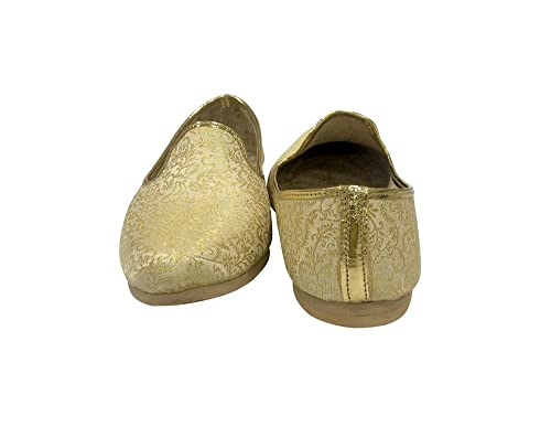 Punjabi Jutti for Men's Traditional Mojaris Shoes Cream Gold Wedding for Groom Indian Handmade Ethnic Jooti