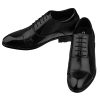 Men's Invisible Height Increasing Elevator Shoes - Black Premium Leather Lace-up Formal Derby Oxfords - 3 Inches Taller - Y6710