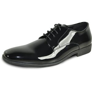 Men Dress Shoe Oxford Formal Tuxedo for Prom Wedding - Wide Width Available Black Patent Cognac