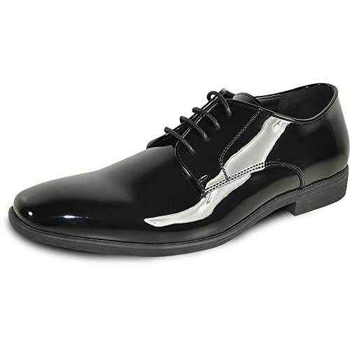Men Dress Shoe Oxford Formal Tuxedo for Prom Wedding - Wide Width Available Black Patent Cognac