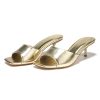 Women's Kitten Heels Sandals Low Heels Slip On Slides 2 Inch Heeled Square Open Toe Sandals for Women