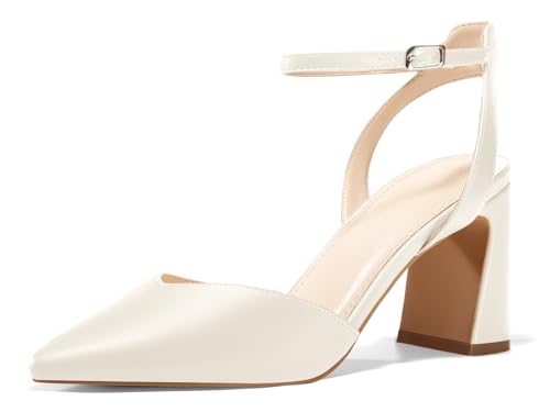 Womens Closed Toe Heels Chunky Block Heel Ankle Strap Pumps Slingback Heeled Sandals