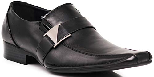 Stone Men's Dress Loafers Elastic Slip on with Buckle Fashion Shoes Runs Half Size Big