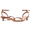Women Kitten Heel Sandals Ankle Strap Heeled Sandals Square Open Toe Dress Wedding Party Shoes