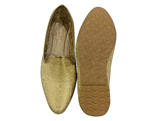 Punjabi Jutti for Men's Traditional Mojaris Shoes Cream Gold Wedding for Groom Indian Handmade Ethnic Jooti