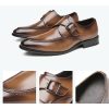 Formal Monk Shoes Dress Oxford for Men's Wedding Anti-Slip Rubber Sole Slip Resistant Block Heel Shoe Slip On Top-Grain Leather