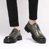 Men's Printed Leather Platform Oxford Dress Shoes Classic Lace Up Anti-Slip Lug Sole Block Heel Formal Oxfords for Wedding