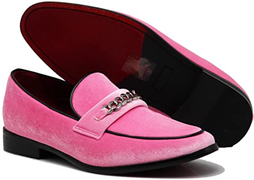 Plum05 Men's Dress Loafers Elastic Slip on with Buckle Fashion Shoes
