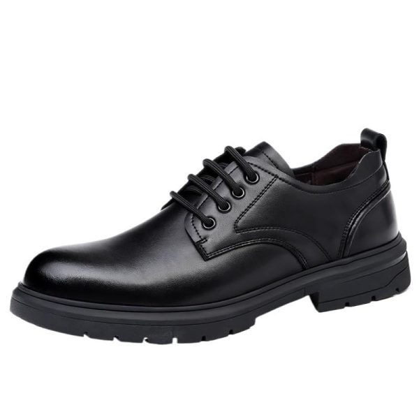Men's Platform Dress Oxford Formal Shoes Lace Up Genuine Leather Block Heel Wedding Prom Round Toe