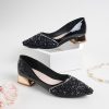 Women's Wedding Pumps Rhinestones Sequins Chunky Low Block Heels Pumps Dress Evening Shoes for Women Bridal