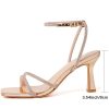 Womens Sandals Strappy Heels for Women Ankle Strap Lace Up Heels Square Open Toe Heels Tie Up Stiletto High Heeled Sandals for