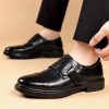 Mens Monk Dress Oxford Shoes Wedding Slip Resistant Block Heel Anti-Slip Rubber Sole Shoe Plain Toe Slip-on Waterproof Leather