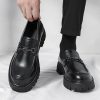 Mens Patent Leather Slip-On Platform Dress Horsebit Loafer Low Heels Round Toe Non-Slip Penny Shoes for Formal Business Wedding