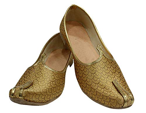Mens Gold Antique Wedding Shoes Formal Handmade Jooti Ethnic Jutti Mojari