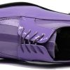 BMY Men's Striped Satin Matching Patent Upper Oxfords Formal Dress Shoes