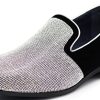 TRS Men Rhinestone Round Toe Suede Chrome Heels Dress Loafer Slip On Fashion Shoes