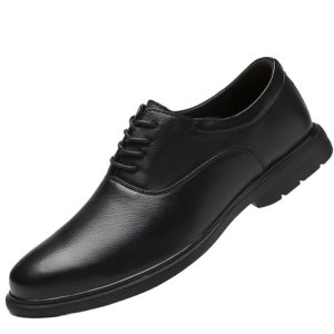 Men's Classic Dress Oxford Shoes - Lace-up Formal Tuxedo Shoes for Wedding, Round Toe Leather, Non Slip Block Heel