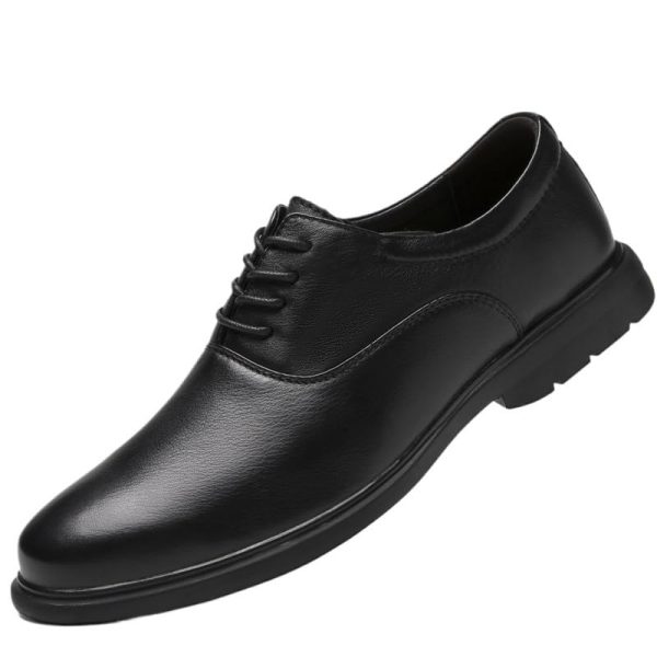 Men's Classic Dress Oxford Shoes - Lace-up Formal Tuxedo Shoes for Wedding, Round Toe Leather, Non Slip Block Heel